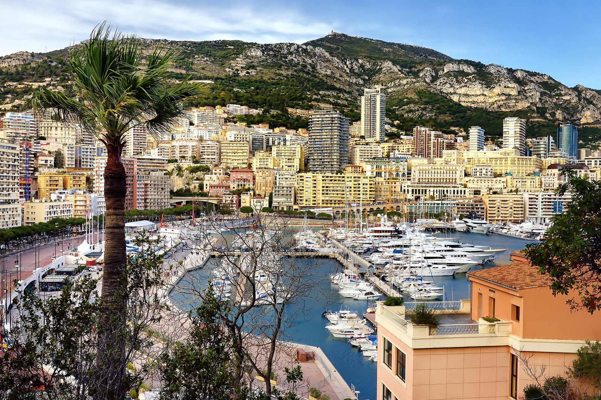 Aerial view of harbour Monaco, Monte Carlo. French riviera panorama.
